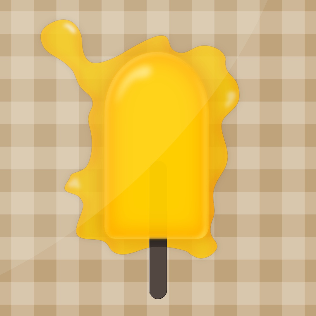 Illustration of a yellow popsicle that is melting