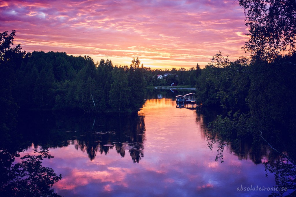 Warm sunset by the river in Skellefteå