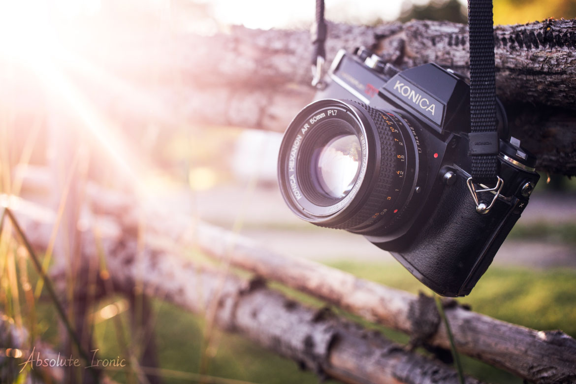 Lens flare, vintage camera