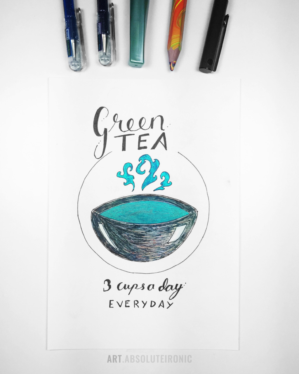 Doodle of a cup of green tea
