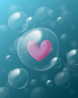 Hope Bubbles under water with a pink heart