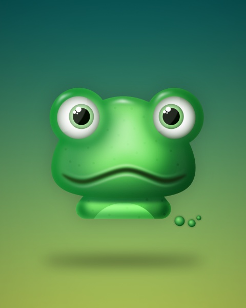 Graphic illustration of a green frog