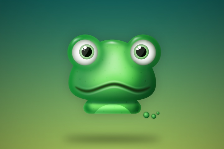 Graphic illustration of a green frog