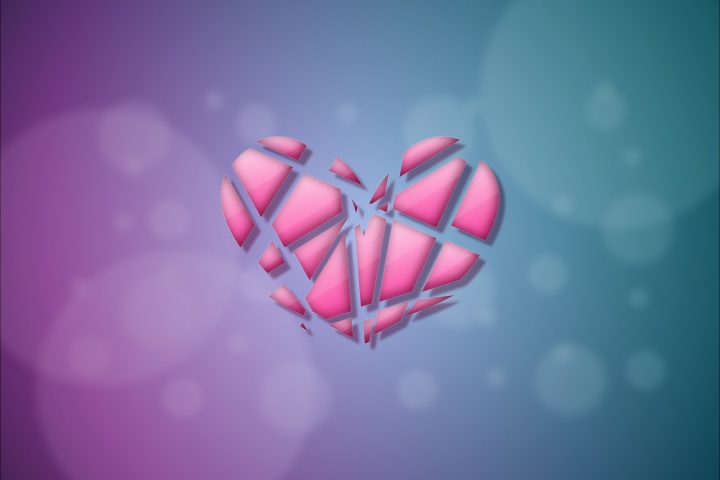  illustration of a pink skattered heart shape