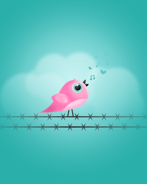Pink bird sitting on a wire